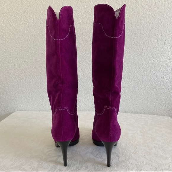 Sergio Rossi purple suede leather boots - Picture 5 of 9